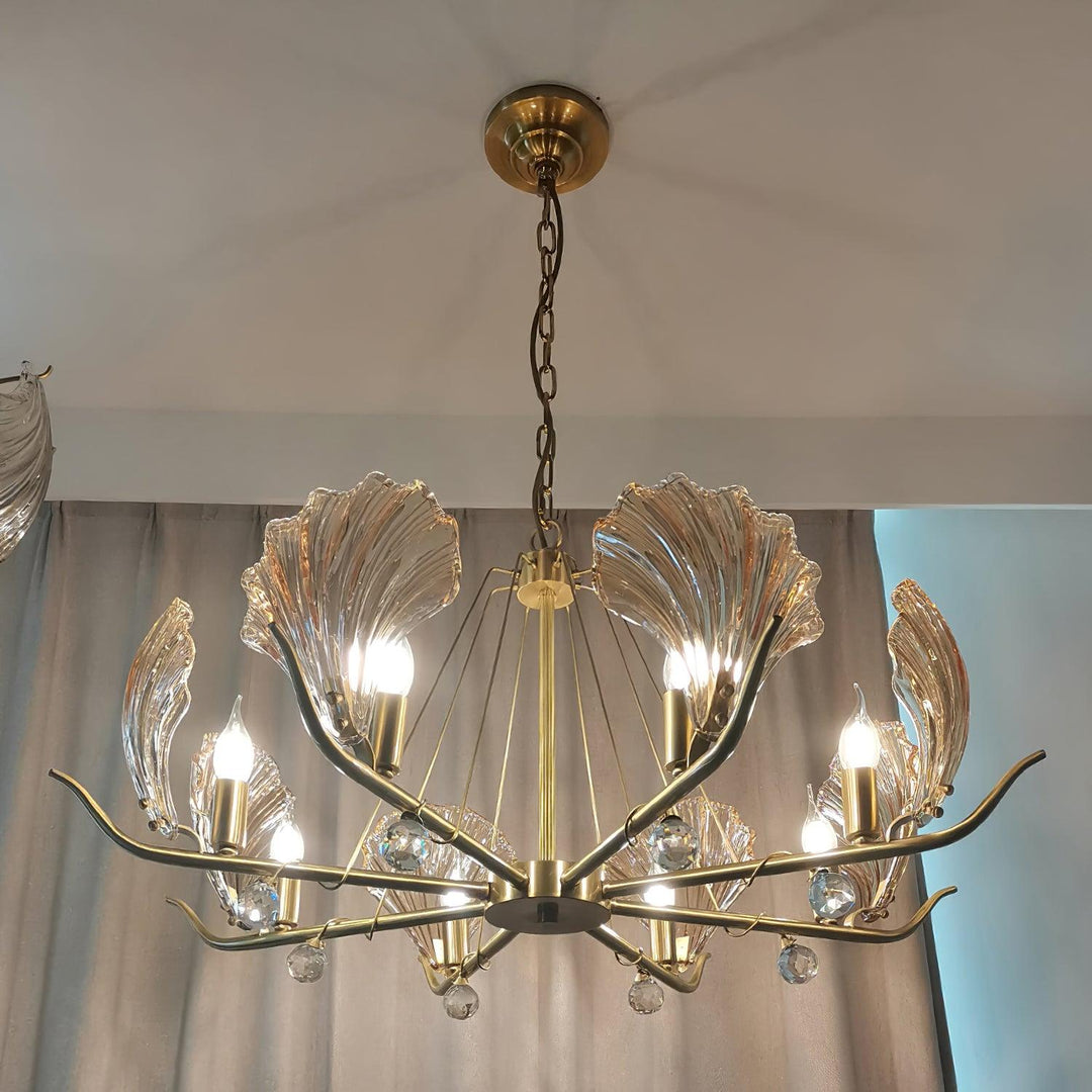 Luxereon lampadario Cristallo foglia rame