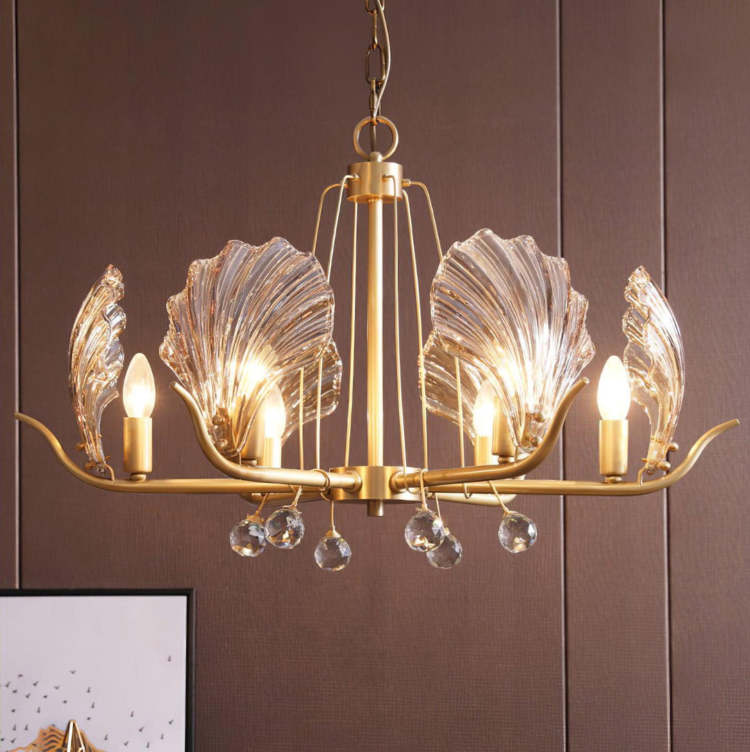 Luxereon lampadario Cristallo foglia rame