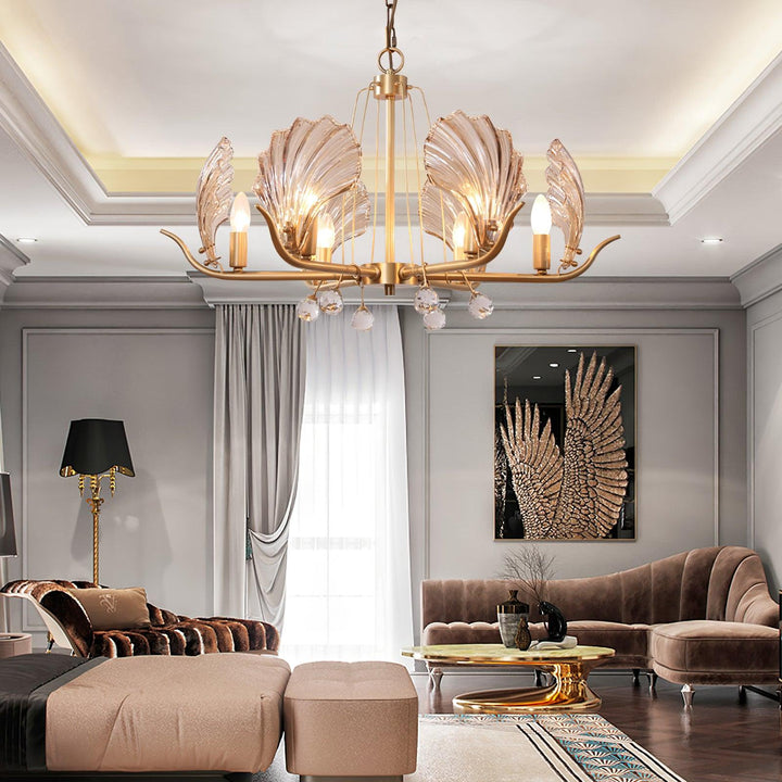 Luxereon lampadario Cristallo foglia rame