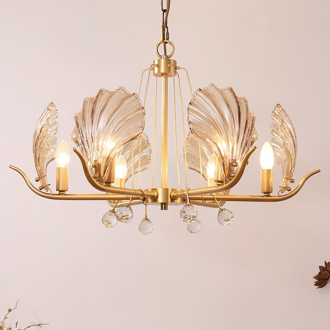 Luxereon lampadario Cristallo foglia rame