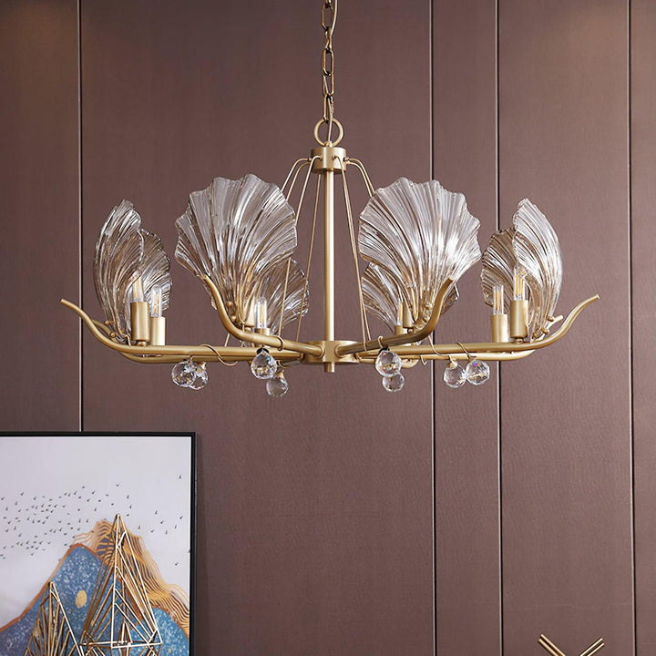 Luxereon lampadario Cristallo foglia rame