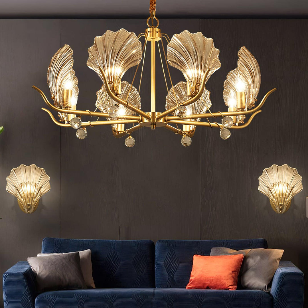 Luxereon lampadario Cristallo foglia rame