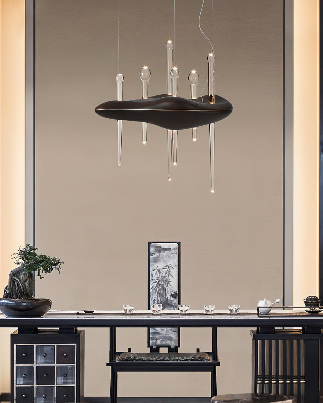 Umare lampada a sospensione Whimsical in legno e vetro