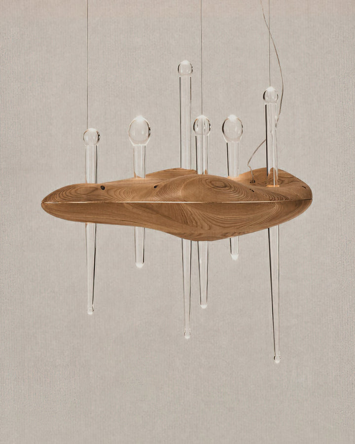 Umare lampada a sospensione Whimsical in legno e vetro