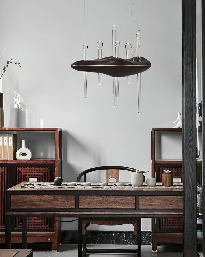 Umare lampada a sospensione Whimsical in legno e vetro