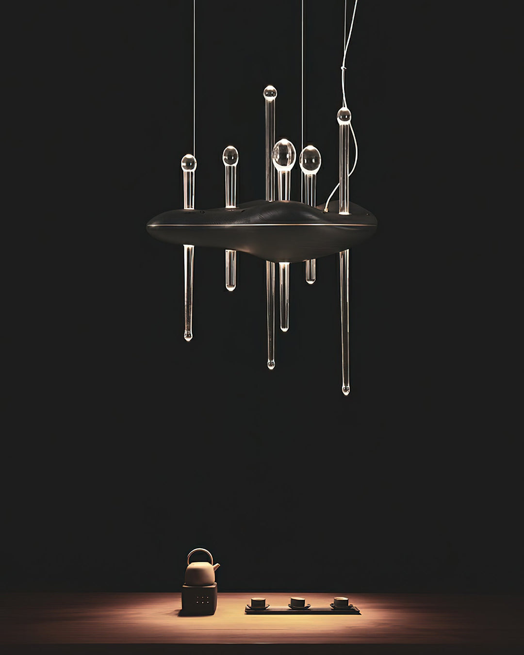 Umare lampada a sospensione Whimsical in legno e vetro
