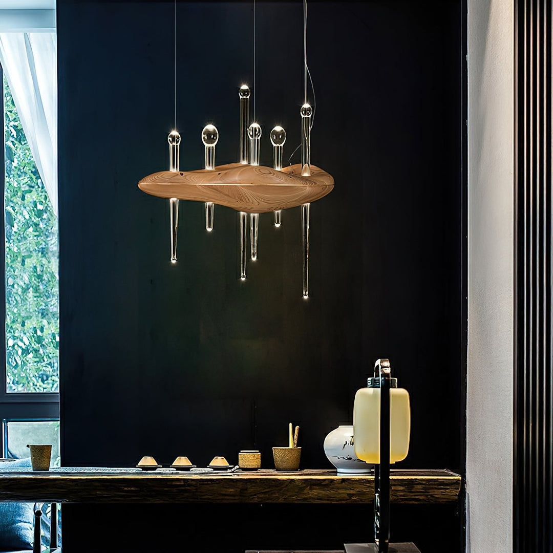 Umare lampada a sospensione Whimsical in legno e vetro