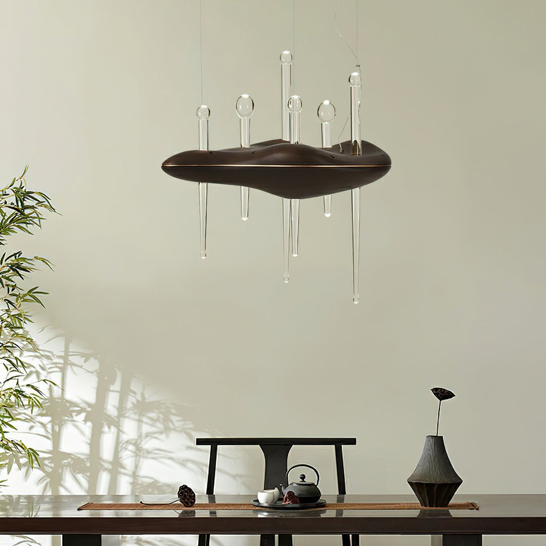 Umare lampada a sospensione Whimsical in legno e vetro