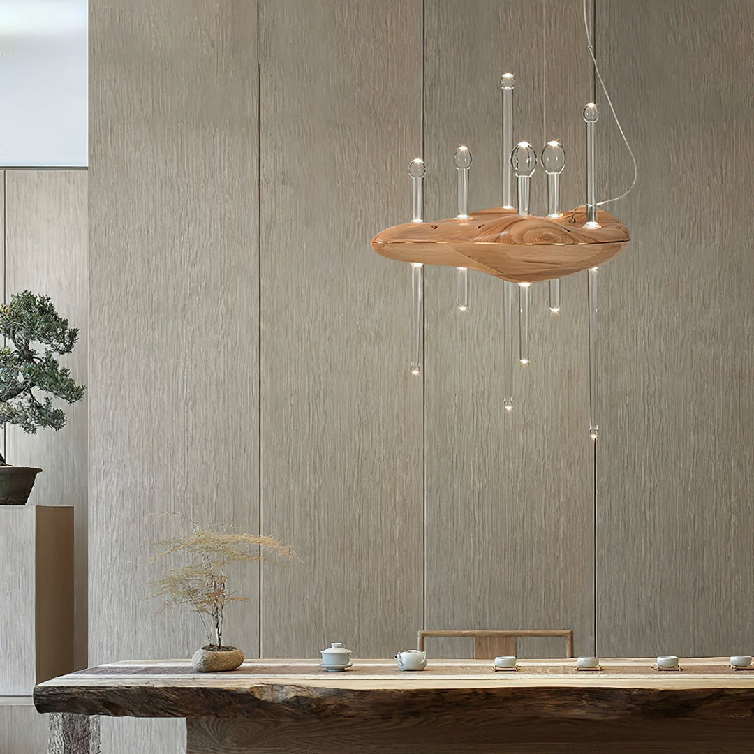 Umare lampada a sospensione Whimsical in legno e vetro