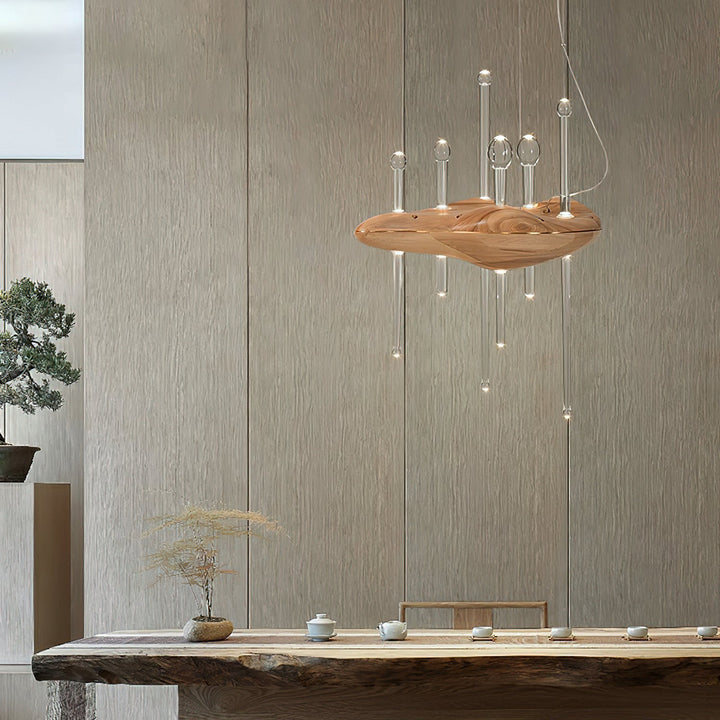 Umare lampada a sospensione Whimsical in legno e vetro