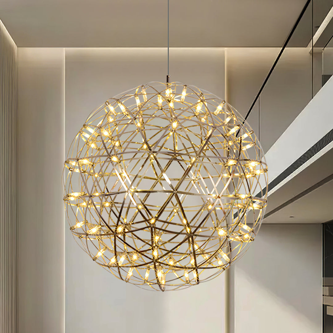 Delcourt lampada a sospensione con sfera argentata