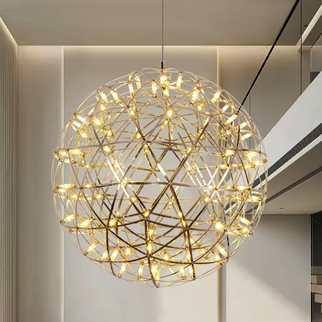 Delcourt lampada a sospensione con sfera argentata