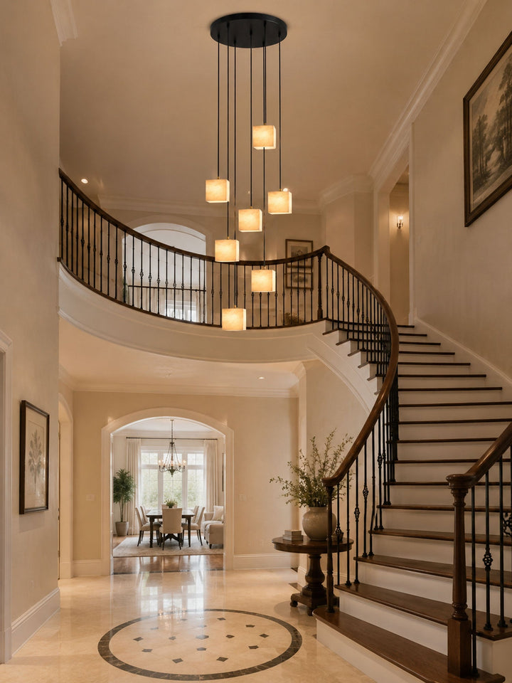 Avenanian lampadario Quadrato in alabastro per scale