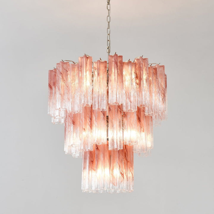 Liorinira lampadario Tubi in vetro Rosa Stratificato moderno