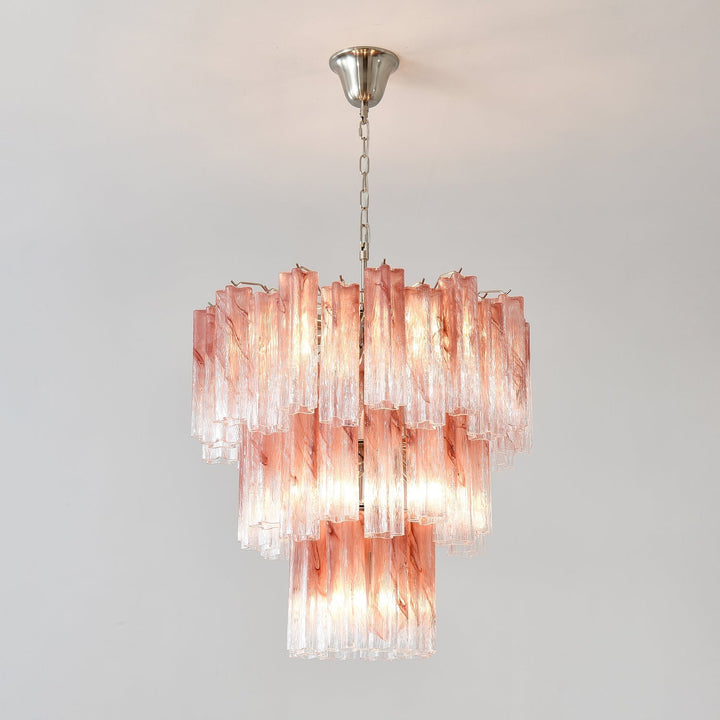 Liorinira lampadario Tubi in vetro Rosa Stratificato moderno