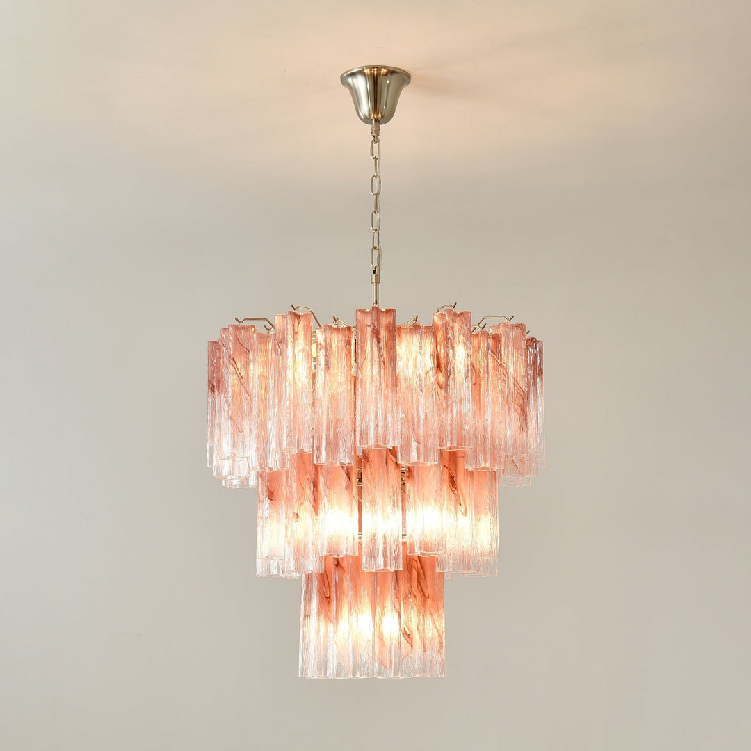 Liorinira lampadario Tubi in vetro Rosa Stratificato moderno