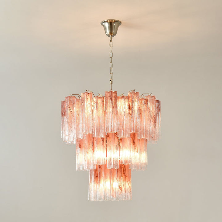Liorinira lampadario Tubi in vetro Rosa Stratificato moderno