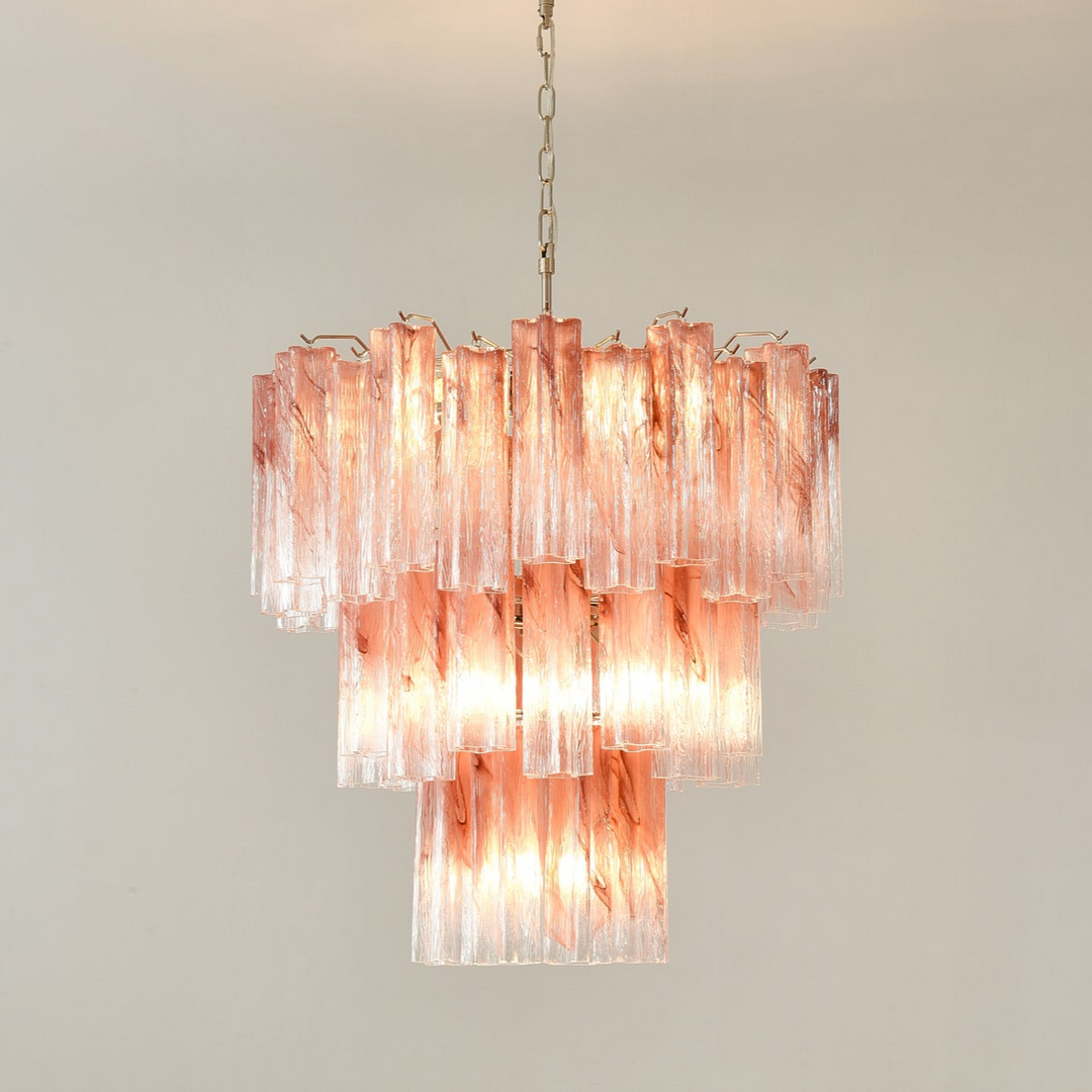 Liorinira lampadario Tubi in vetro Rosa Stratificato moderno