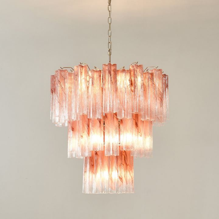 Liorinira lampadario Tubi in vetro Rosa Stratificato moderno