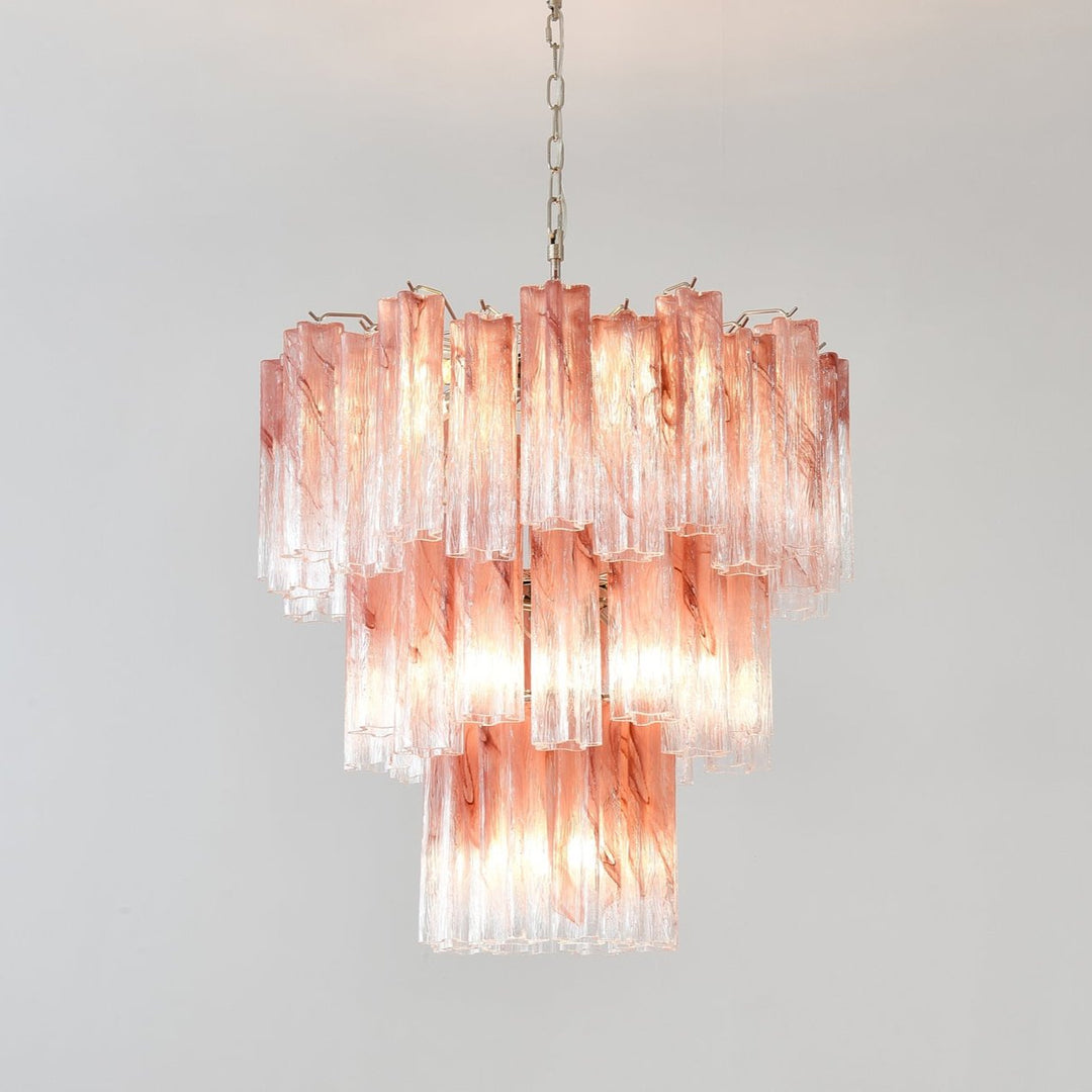 Liorinira lampadario Tubi in vetro Rosa Stratificato moderno