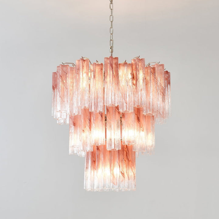 Liorinira lampadario Tubi in vetro Rosa Stratificato moderno