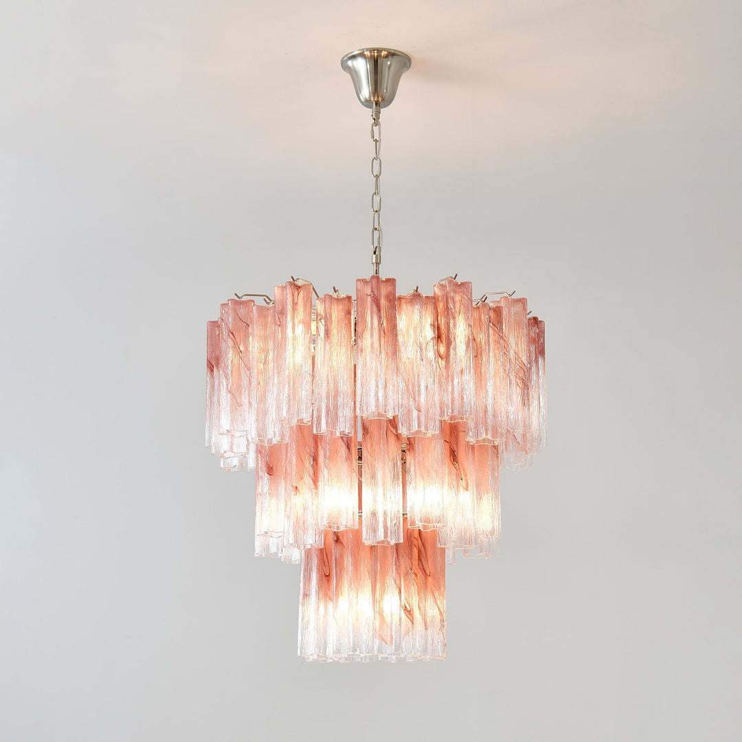 Liorinira lampadario Tubi in vetro Rosa Stratificato moderno