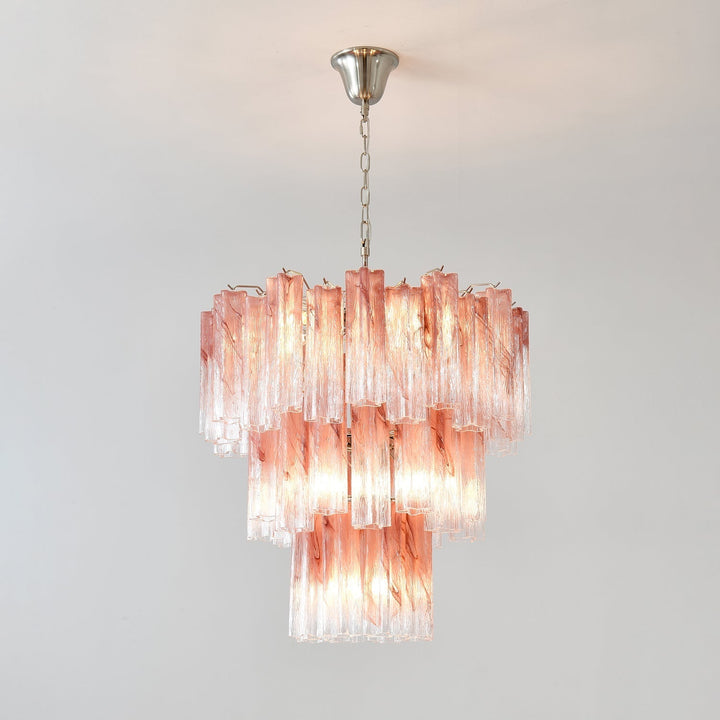 Liorinira lampadario Tubi in vetro Rosa Stratificato moderno