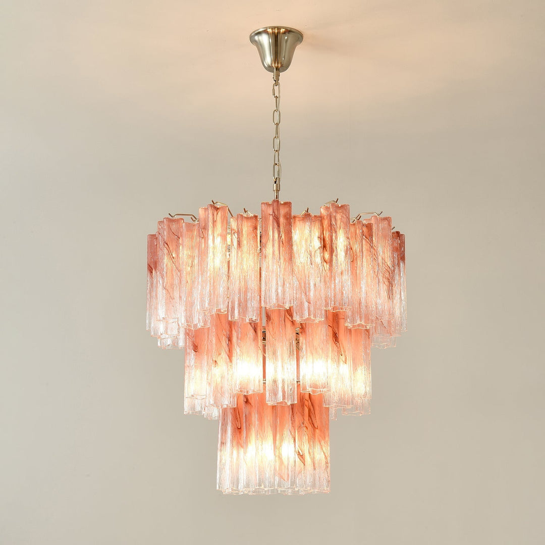 Liorinira lampadario Tubi in vetro Rosa Stratificato moderno