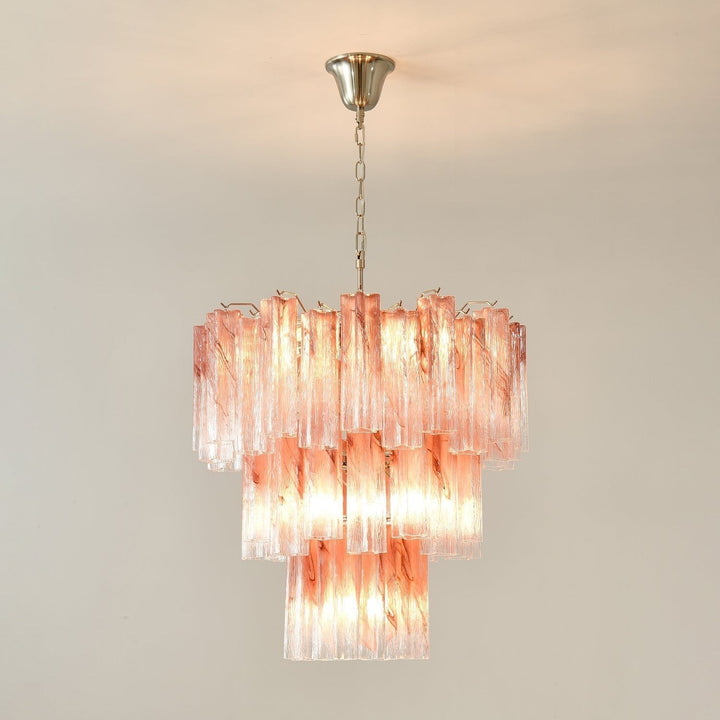 Liorinira lampadario Tubi in vetro Rosa Stratificato moderno