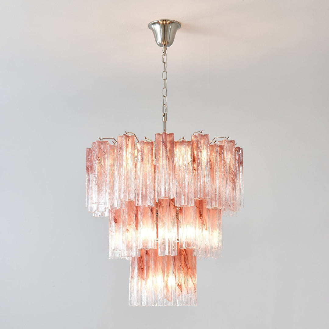 Liorinira lampadario Tubi in vetro Rosa Stratificato moderno