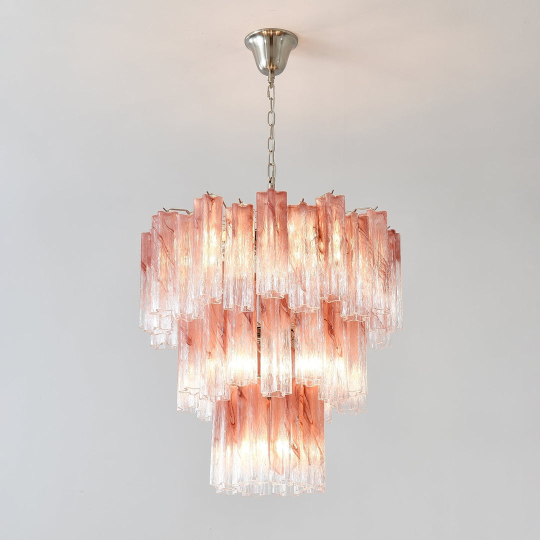 Liorinira lampadario Tubi in vetro Rosa Stratificato moderno