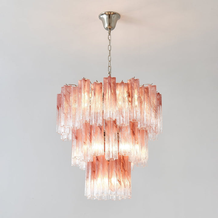 Liorinira lampadario Tubi in vetro Rosa Stratificato moderno