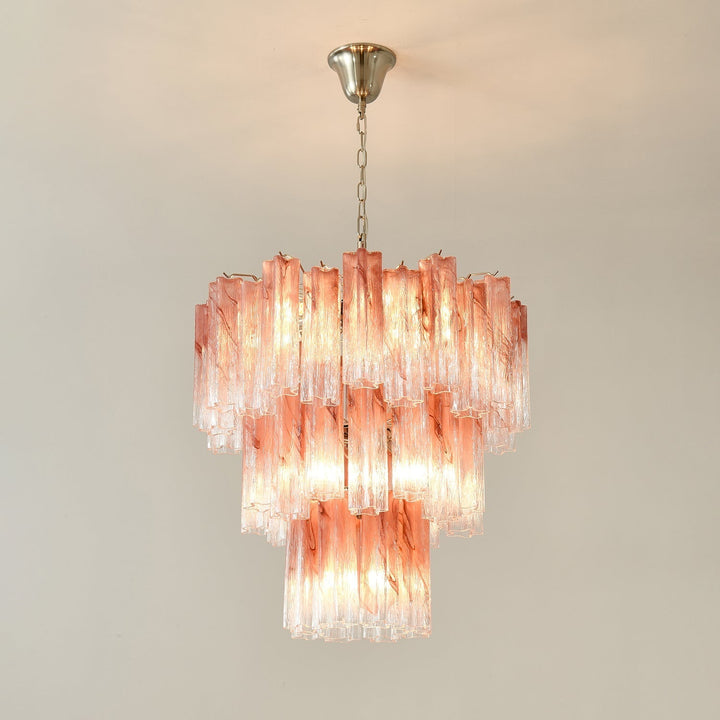 Liorinira lampadario Tubi in vetro Rosa Stratificato moderno