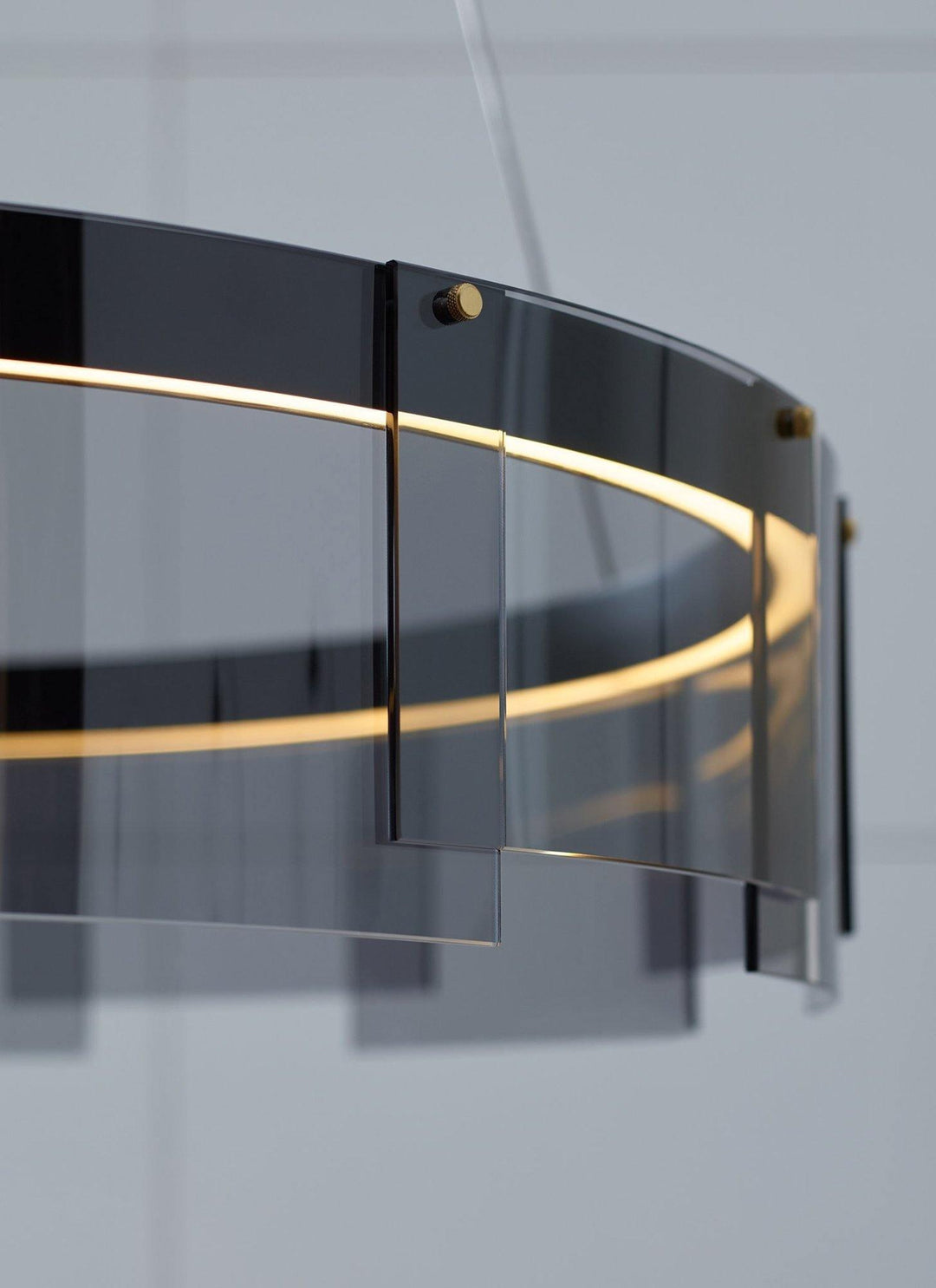 Eireriel lampadario LED Anello nero vetro moderno