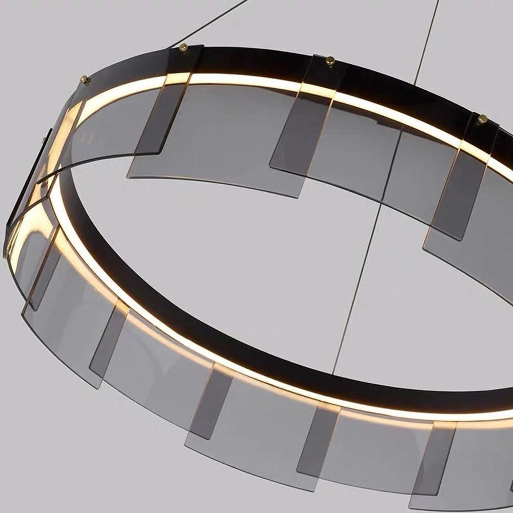 Eireriel lampadario LED Anello nero vetro moderno