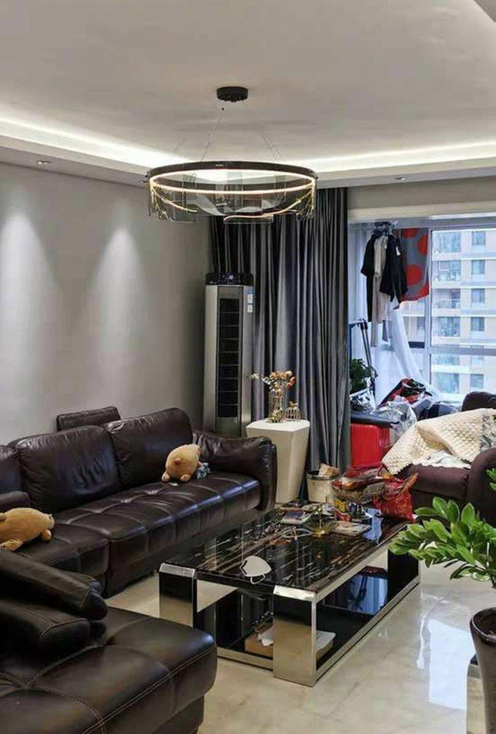 Eireriel lampadario LED Anello nero vetro moderno