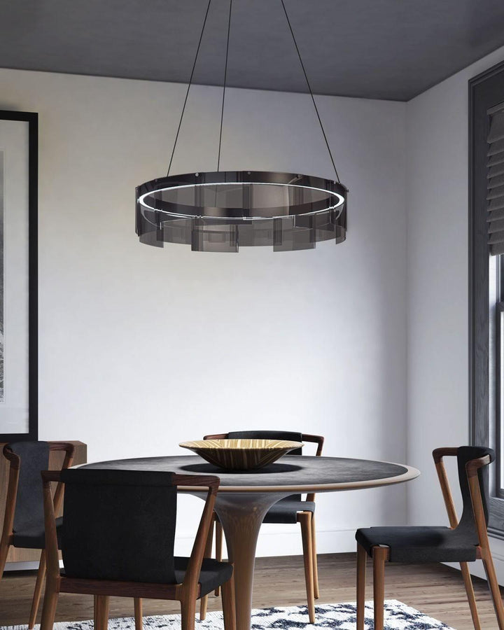 Eireriel lampadario LED Anello nero vetro moderno