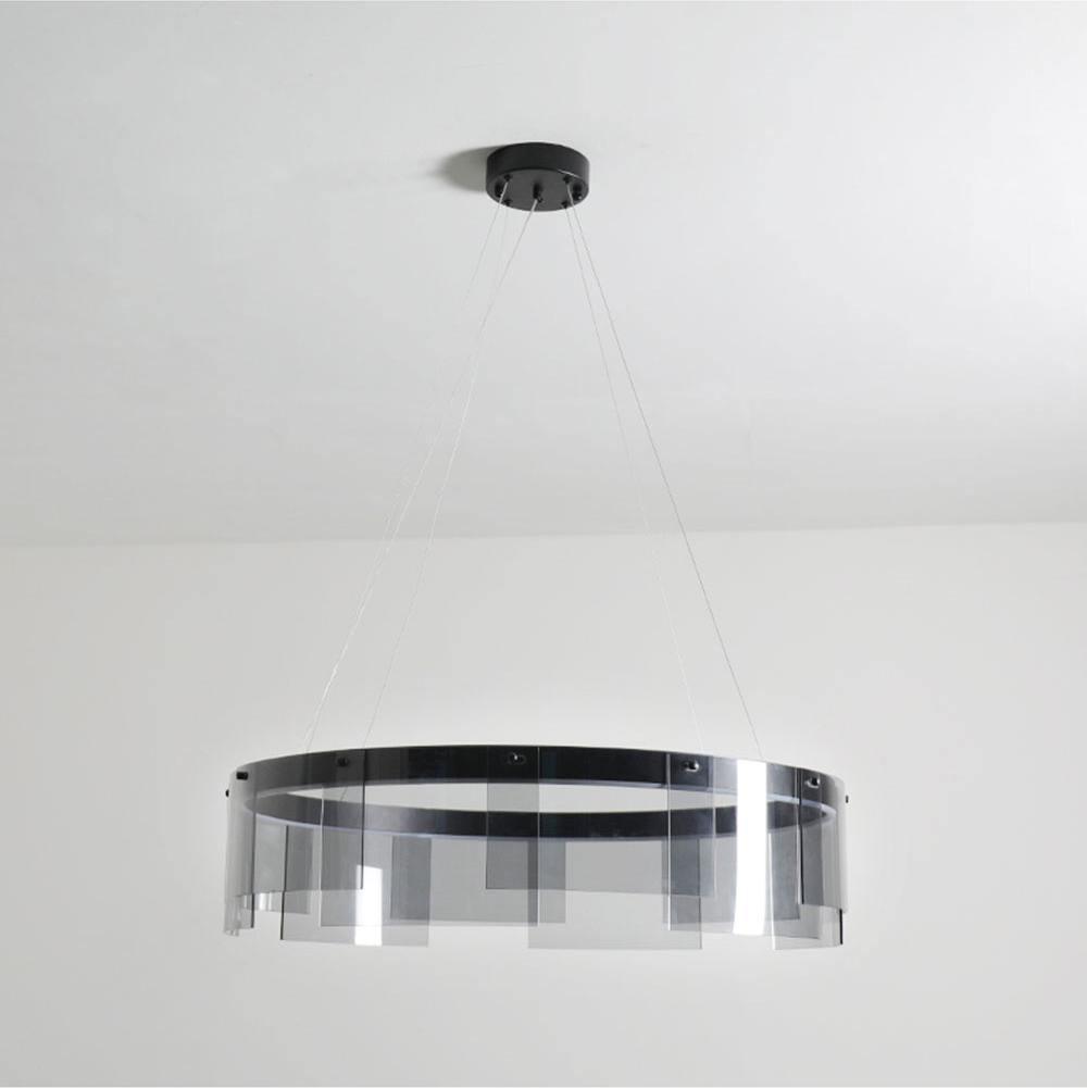 Eireriel lampadario LED Anello nero vetro moderno