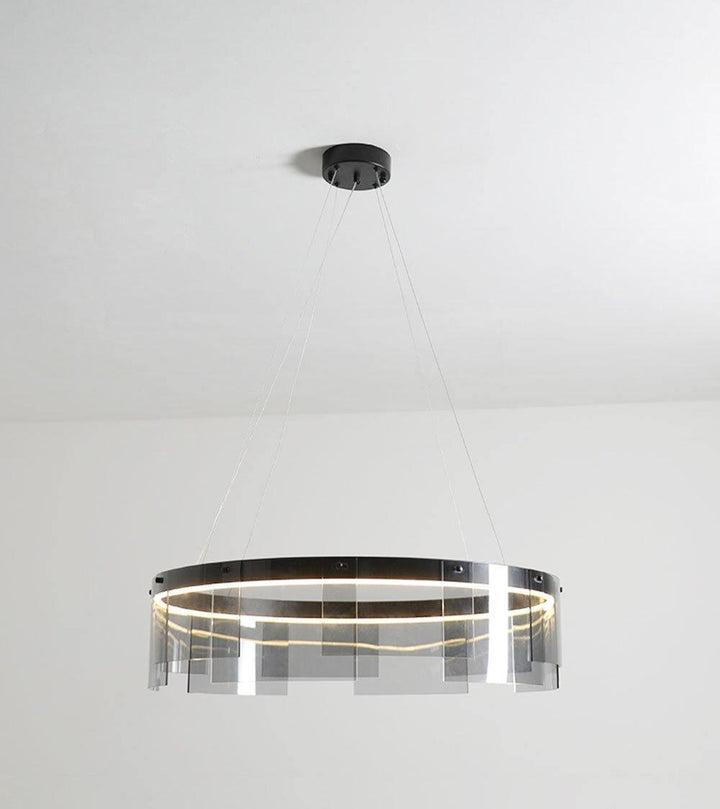 Eireriel lampadario LED Anello nero vetro moderno