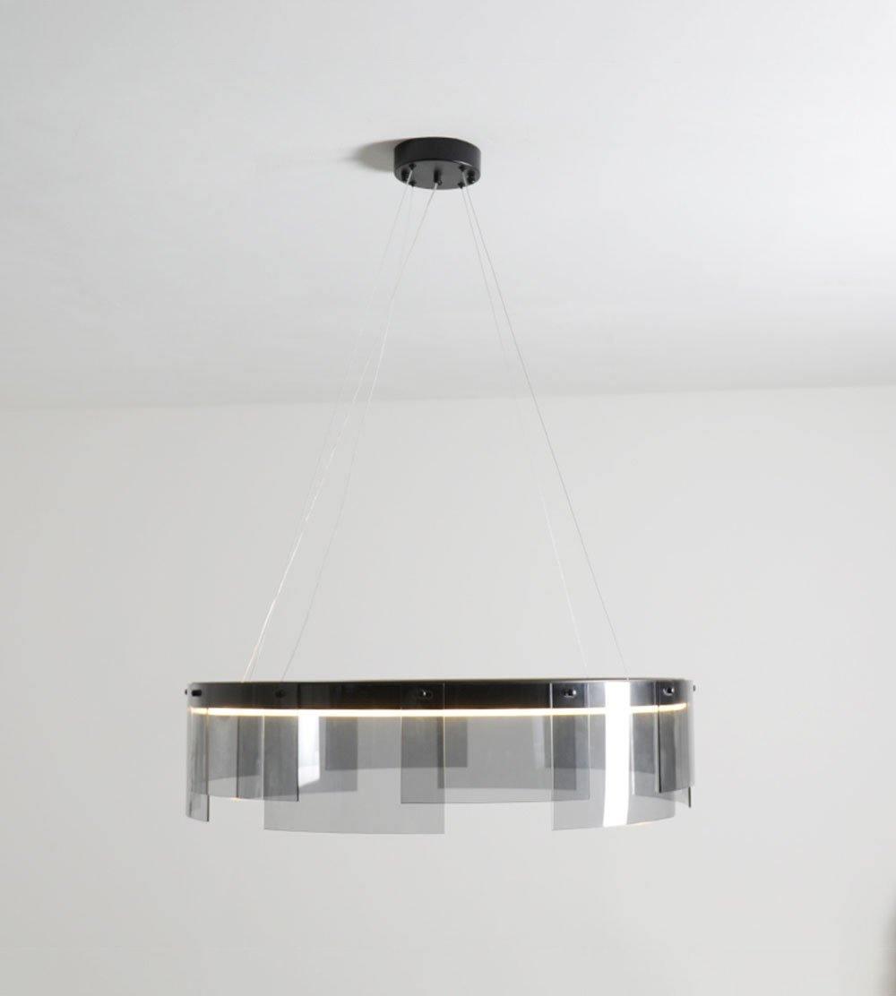 Eireriel lampadario LED Anello nero vetro moderno