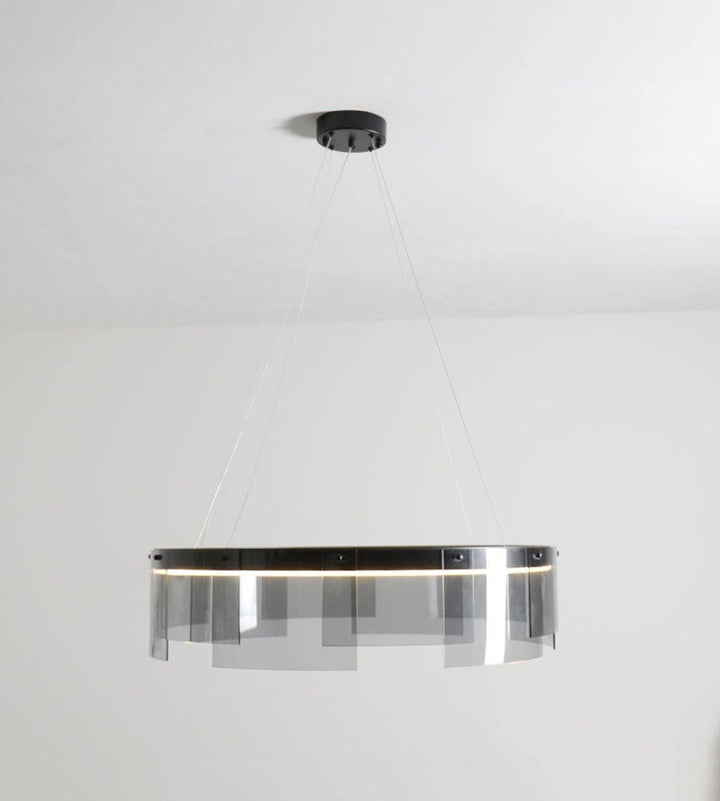 Eireriel lampadario LED Anello nero vetro moderno
