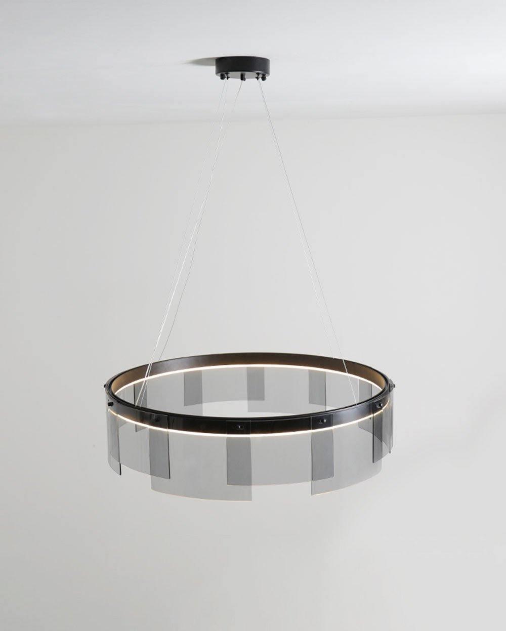 Eireriel lampadario LED Anello nero vetro moderno