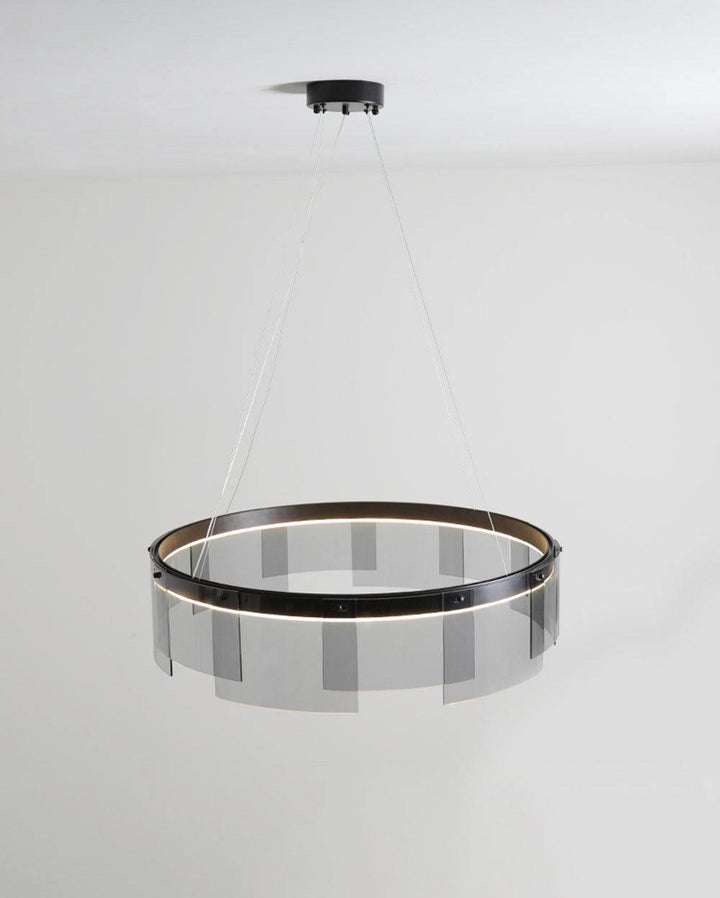 Eireriel lampadario LED Anello nero vetro moderno