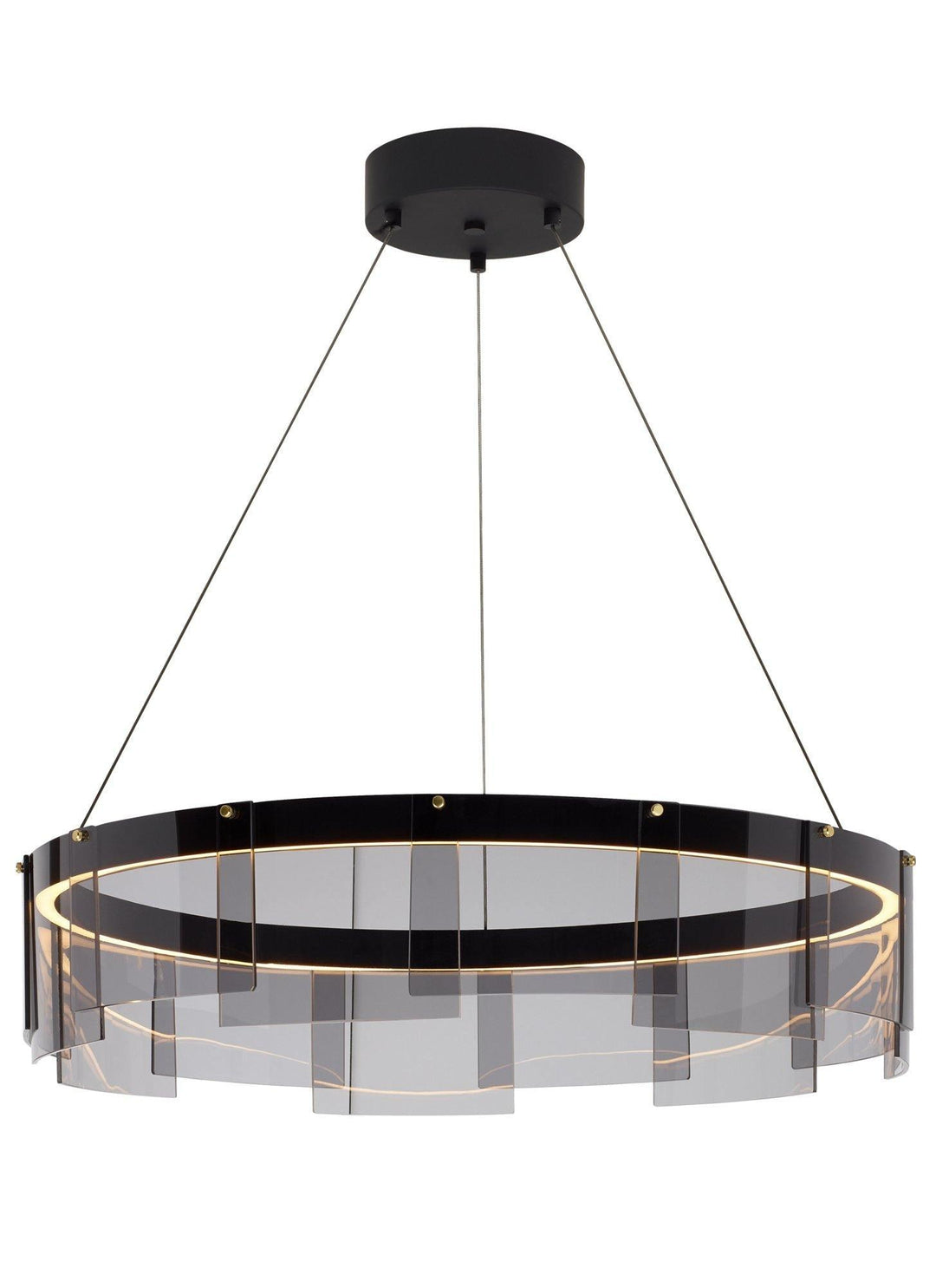 Eireriel lampadario LED Anello nero vetro moderno