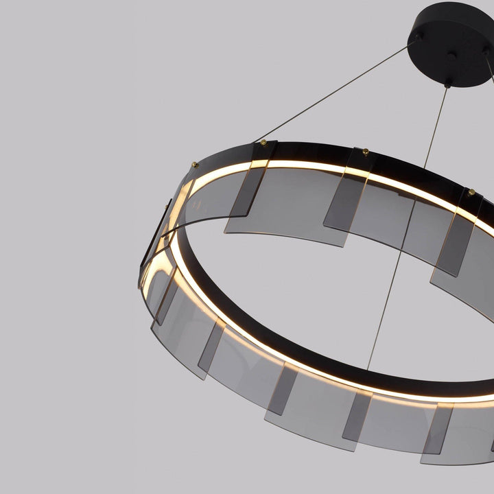 Eireriel lampadario LED Anello nero vetro moderno