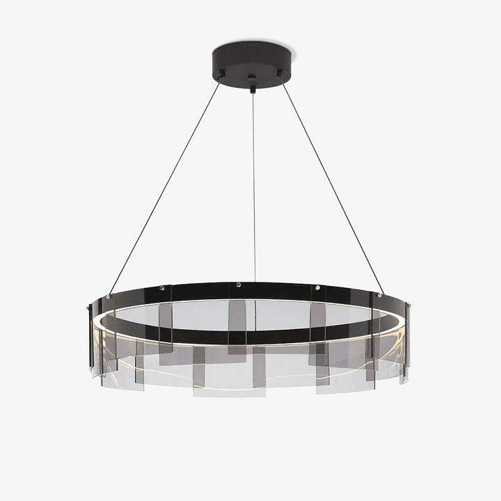 Eireriel lampadario LED Anello nero vetro moderno