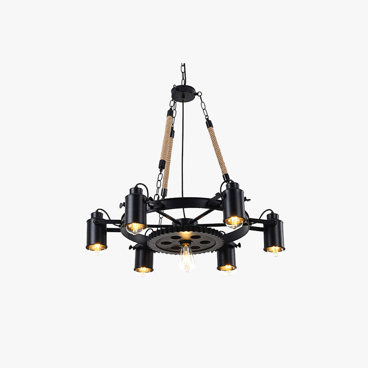 Epoch Industriale Metallo/Rattan LED Sospensione Nero Soggiorno/Bar/Ristorante