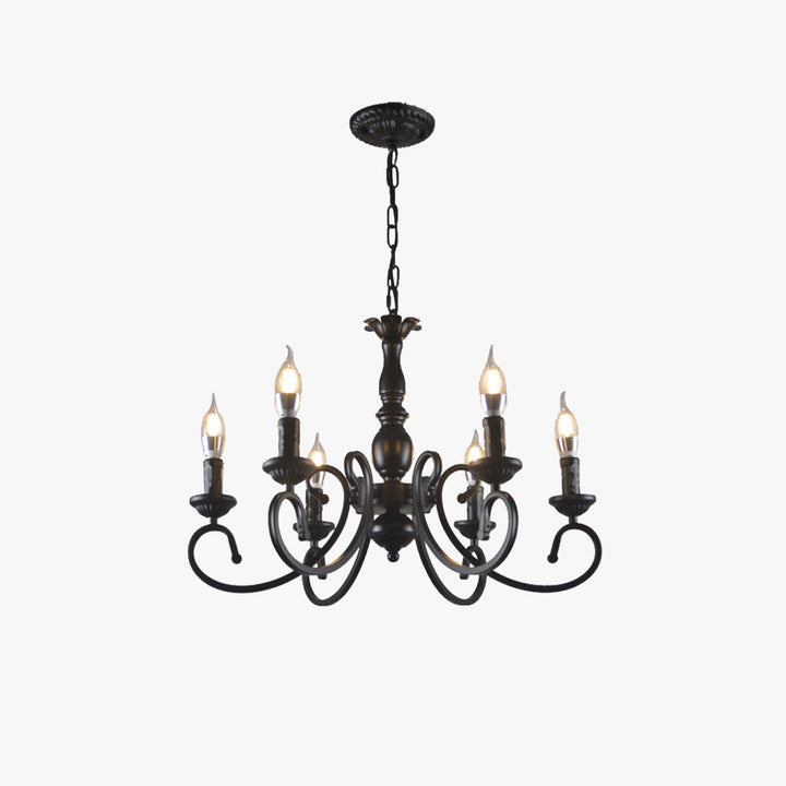 Silva Lampadario Creativo Retrò a Candele in Metallo Nero per Camera da Letto