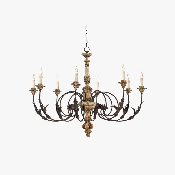 Silva Grande Lampadario Retro Creativo in Legno Marrone e Metallo per Soggiorno