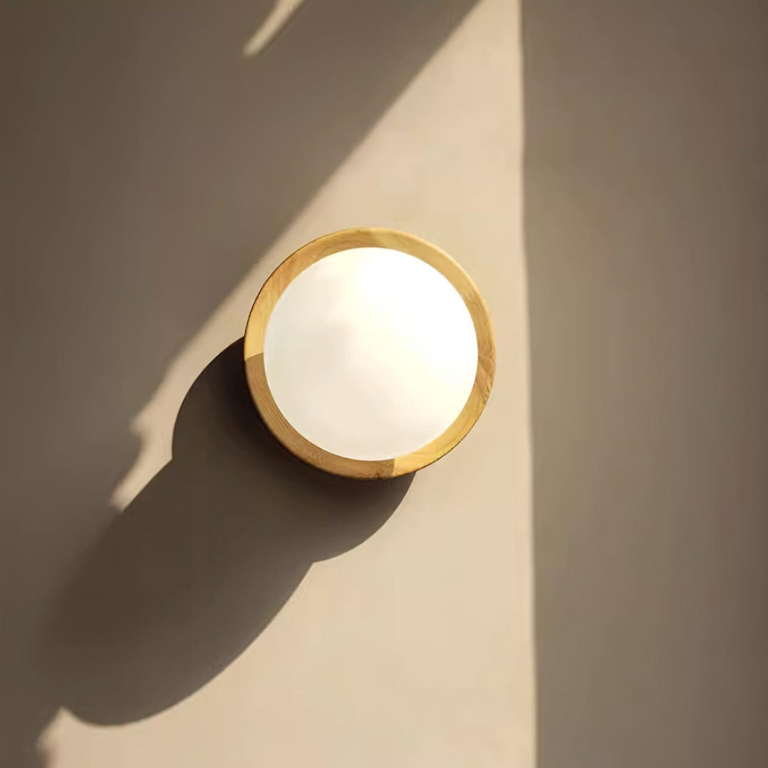 Lampada da parete Corpo in metallo con bordo in legno stile minimalista